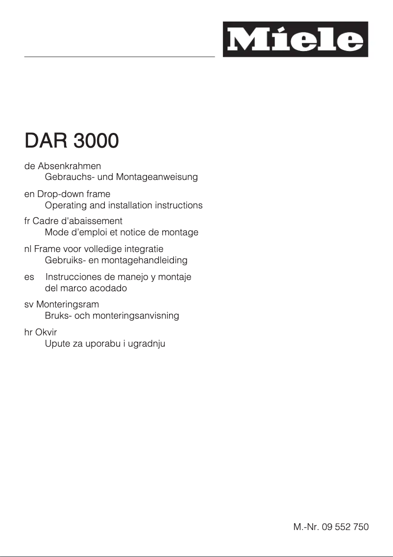Page n°1 - Guide d'installation Miele DAR 3000