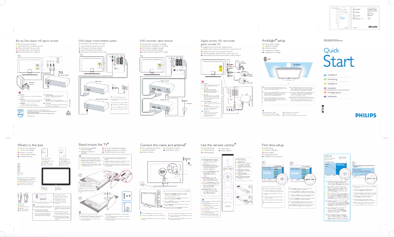 Page 1 de la notice Guide de démarrage rapide Philips 32PFL7423D