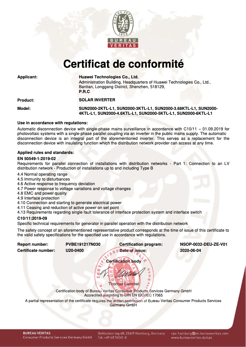Page 1 de la notice Guide d'installation Huawei SUN2000 2KTL-L1