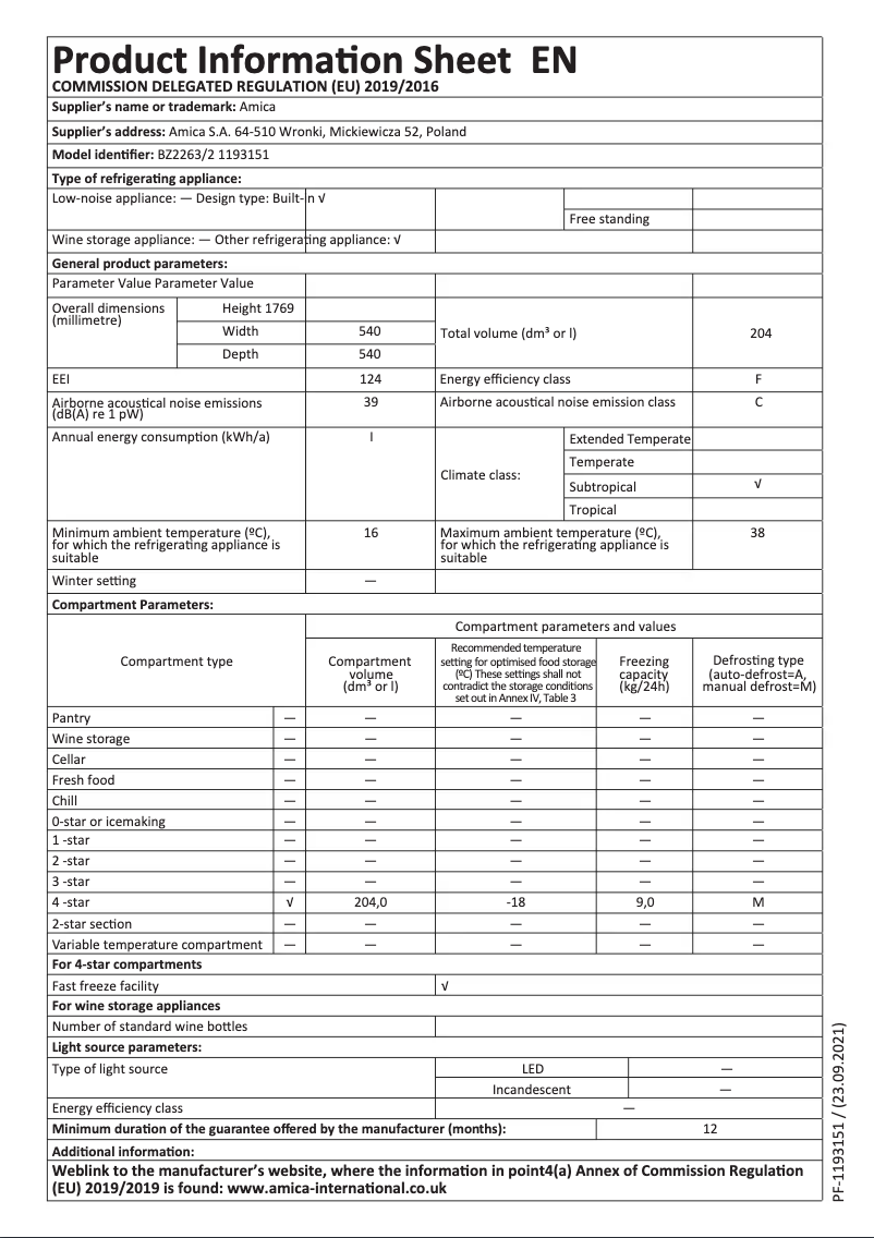 Image de la première page du manuel de l'appareil BZ2263