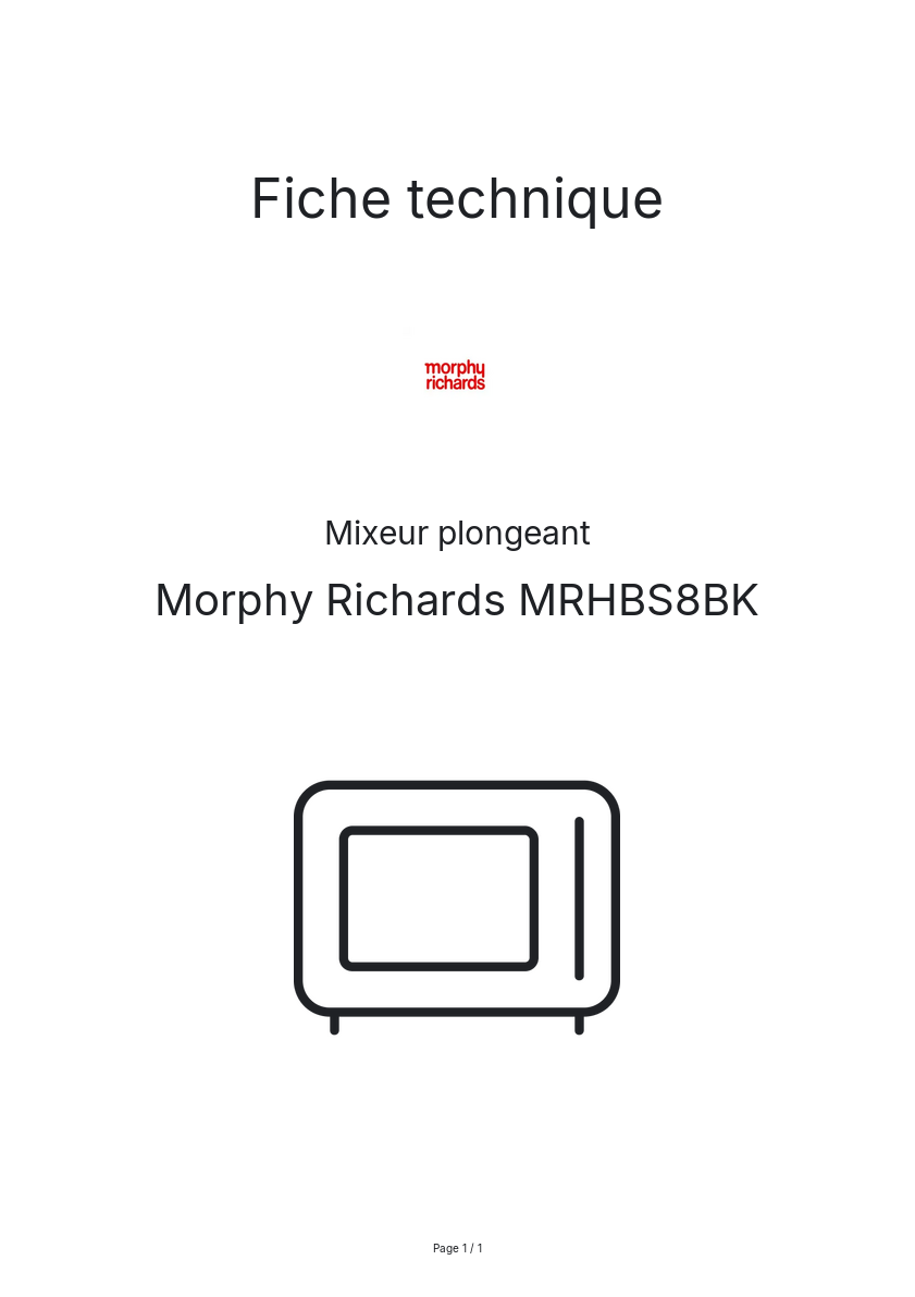 Image de la première page du manuel de l'appareil MRHBS8BK