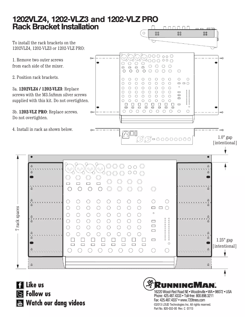 Page n°1 - Guide d'installation Mackie 1402VLZ4