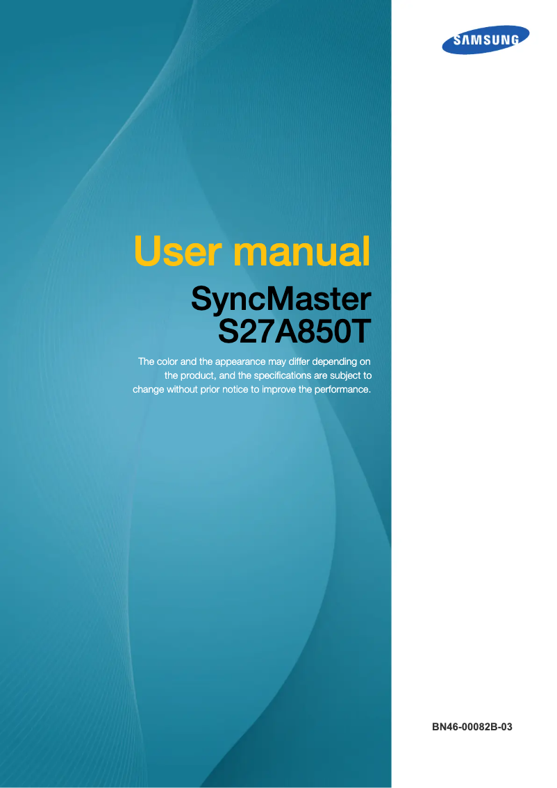 Image de la première page du manuel de l'appareil SyncMaster S27A850T