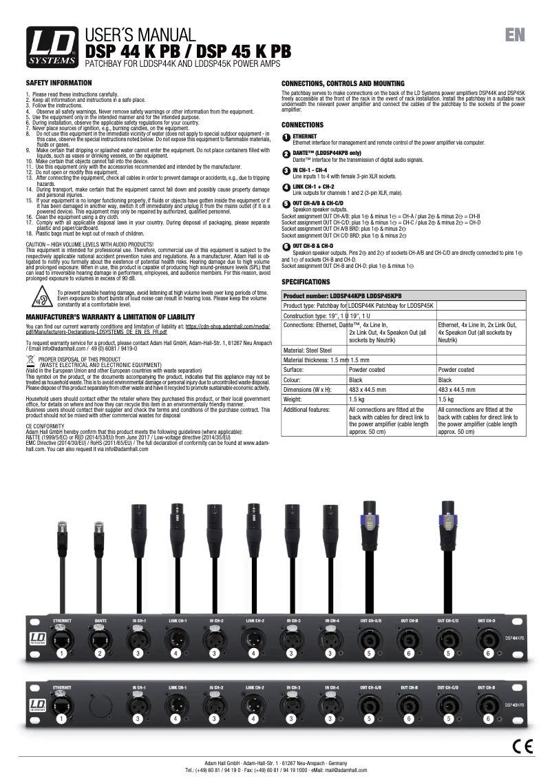 Page n°1 - Manuel utilisateur LD Systems DSP 44 K PB