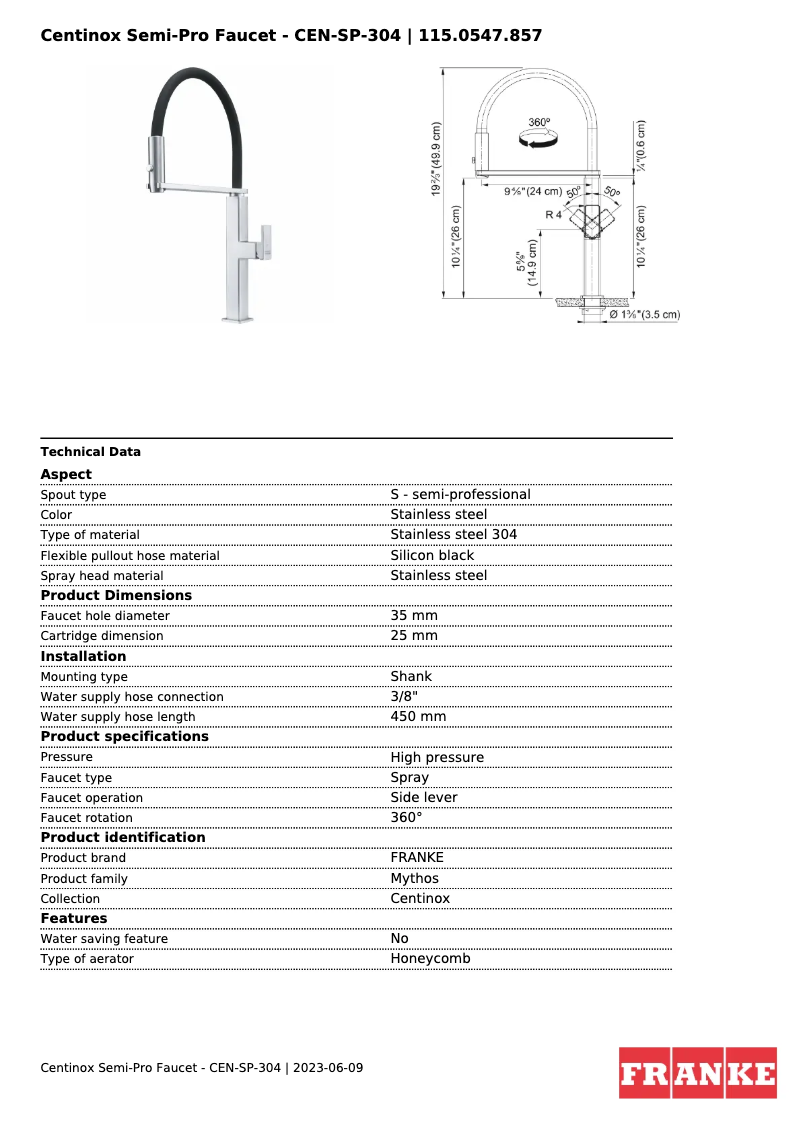 Image de la première page du manuel de l'appareil CEN-SP-304