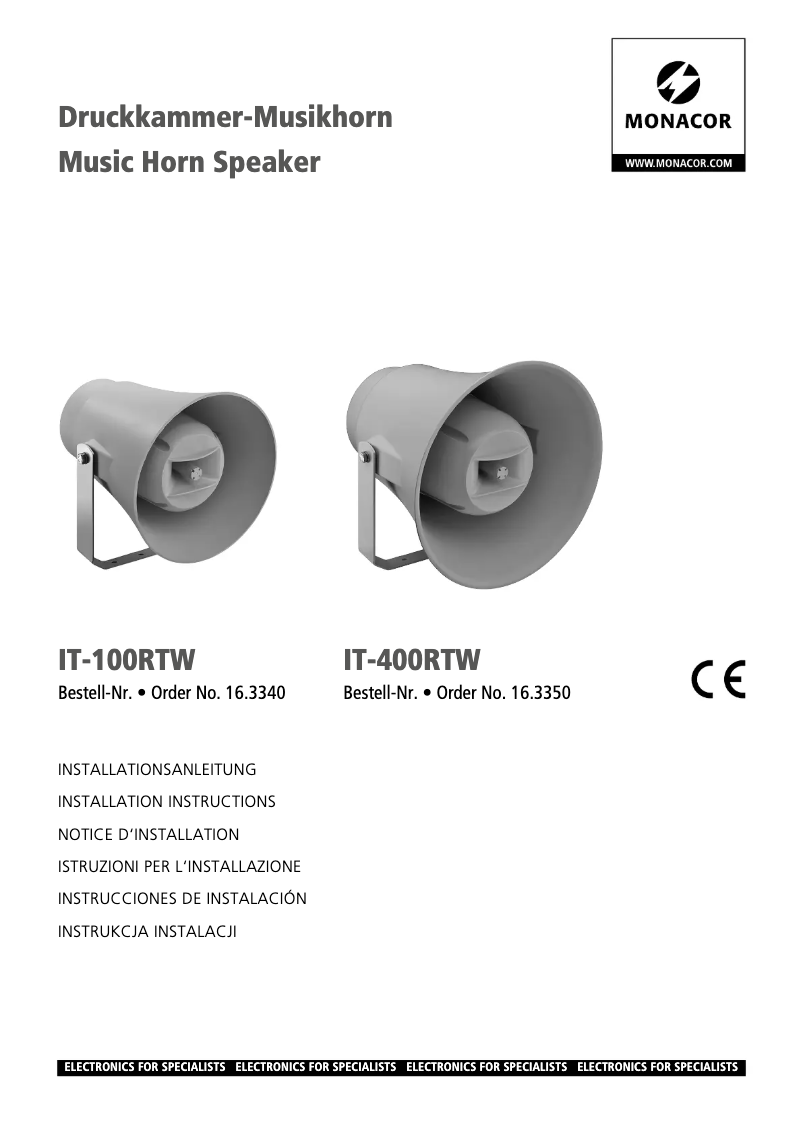 Page n°1 - Manuel utilisateur Monacor IT-100RTW