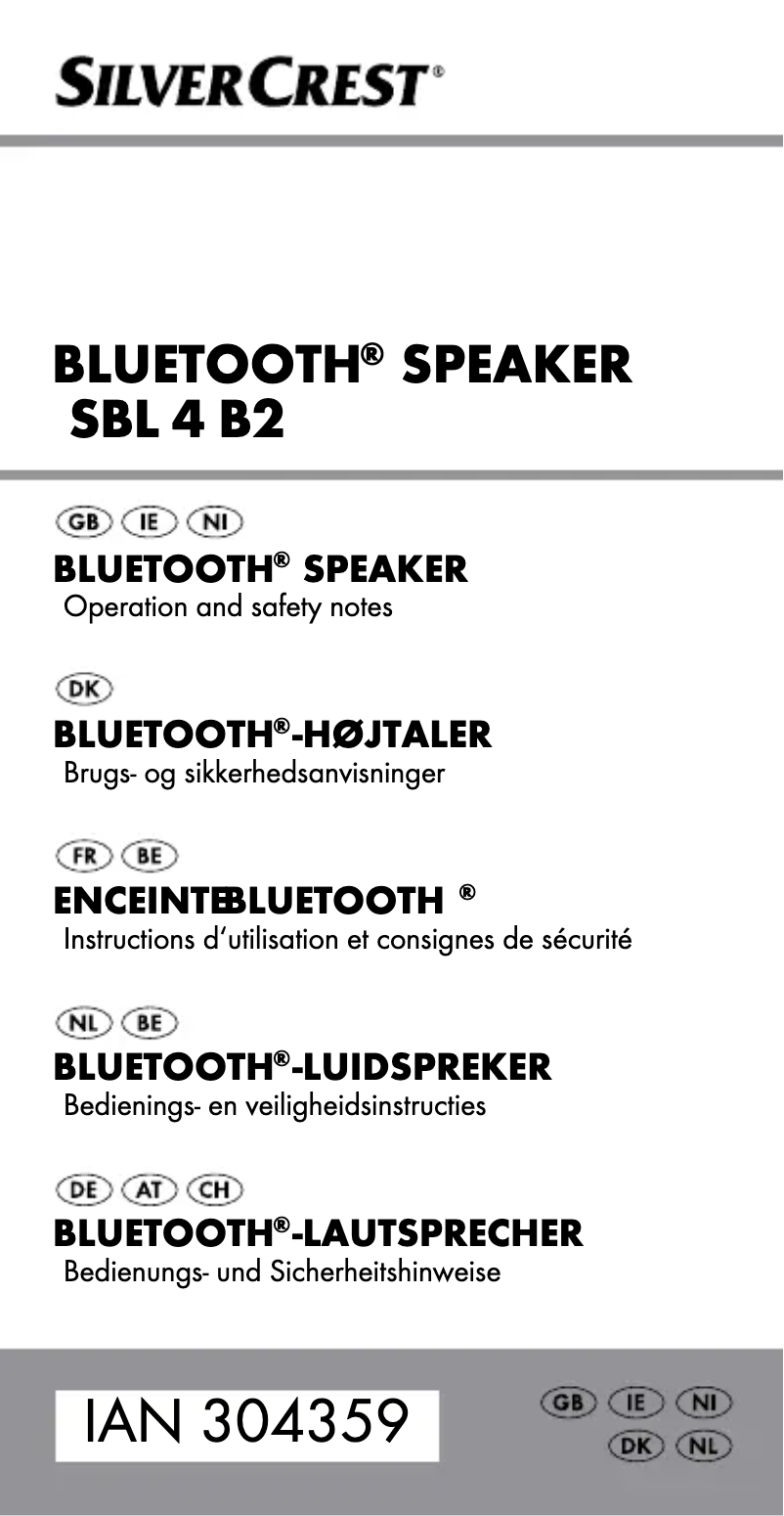 Page n°1 - Manuel utilisateur SilverCrest SBL 4 B2