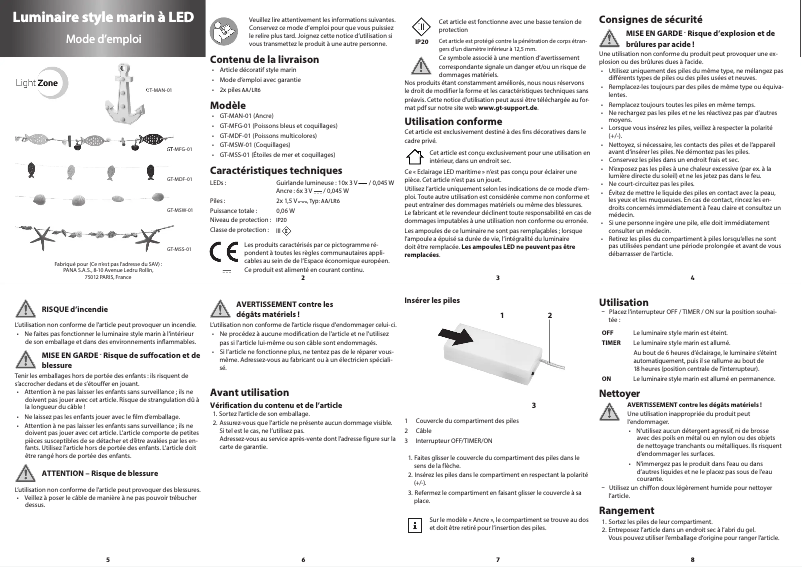 Page 1 de la notice Manuel utilisateur LightZone GT-MAN-01