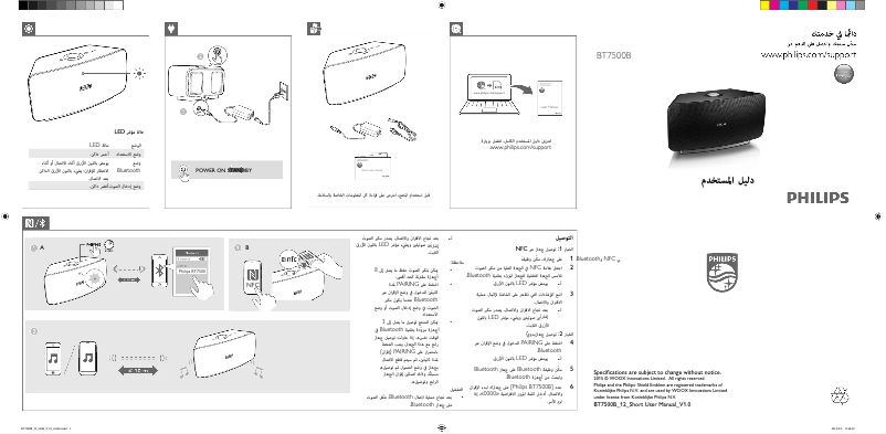 Page 1 de la notice Guide de démarrage rapide Philips BT7500B