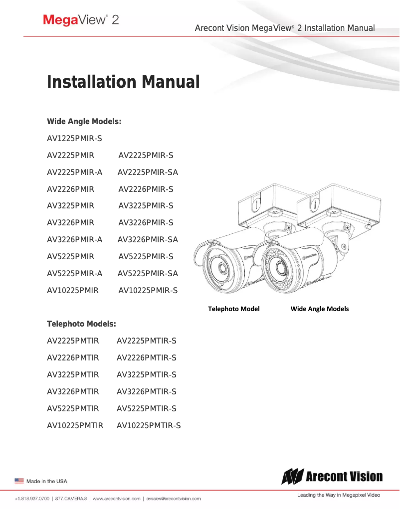 Page 1 de la notice Manuel utilisateur Arecont Vision MegaView 2