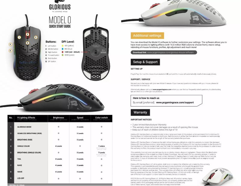 Page 1 de la notice Manuel utilisateur Glorious Model D