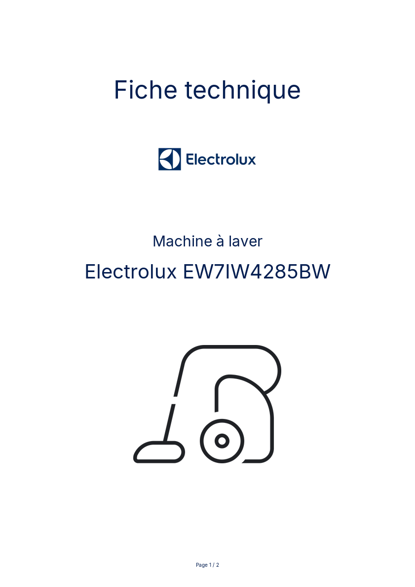 Page n°1 - Fiche technique Electrolux EW7IW4285BW