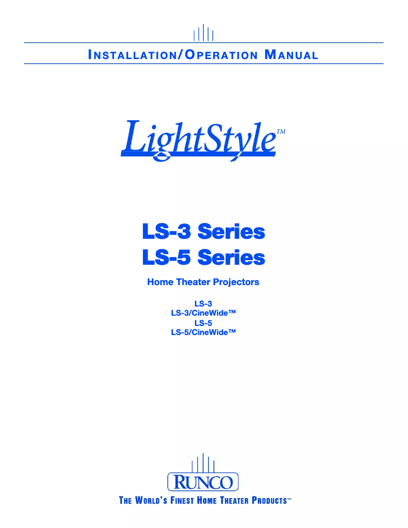 Page 1 de la notice Manuel utilisateur Runco LS-3