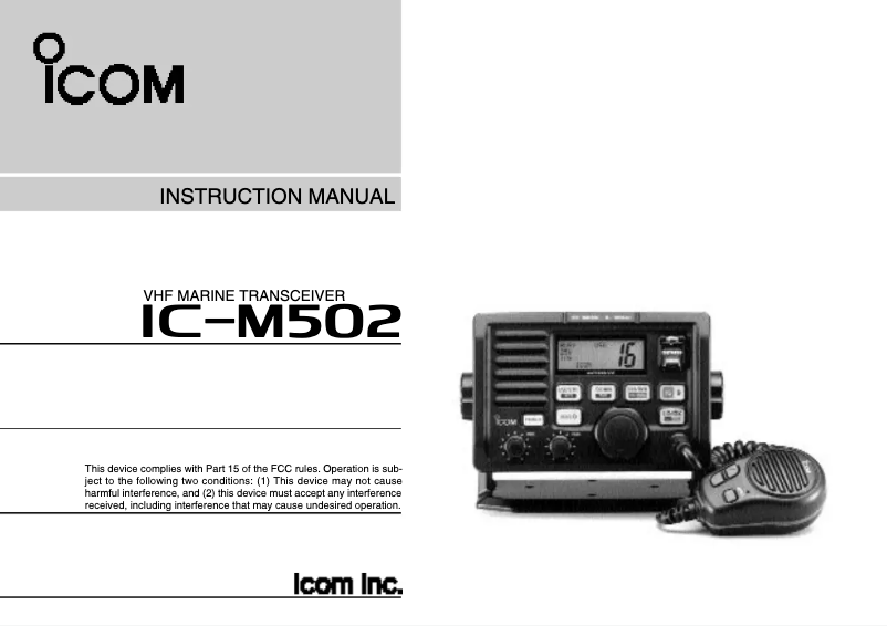 Page n°1 - Manuel utilisateur ICOM IC-M502