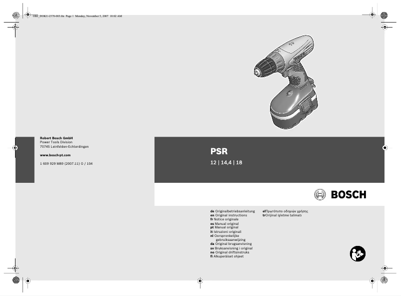 Page 1 de la notice Manuel utilisateur Bosch PSR 12