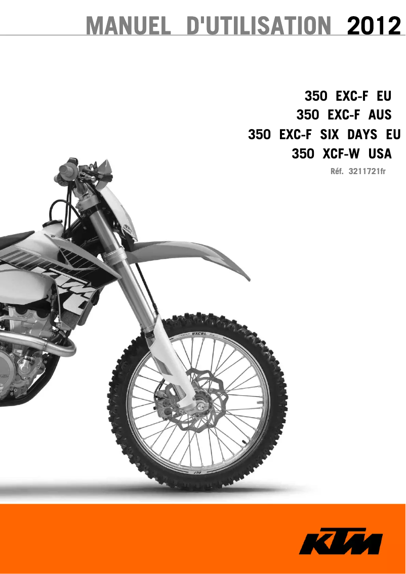 Image de la première page du manuel de l'appareil 350 EXC-F Six Days (2012)