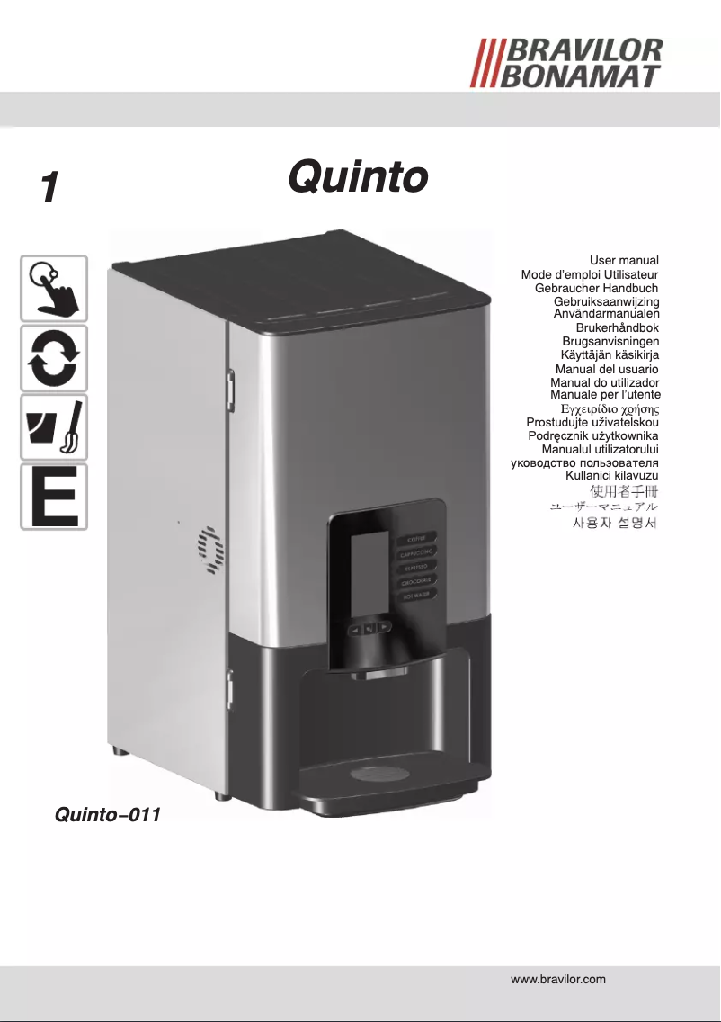 Page 1 de la notice Manuel utilisateur Bravilor Quinto