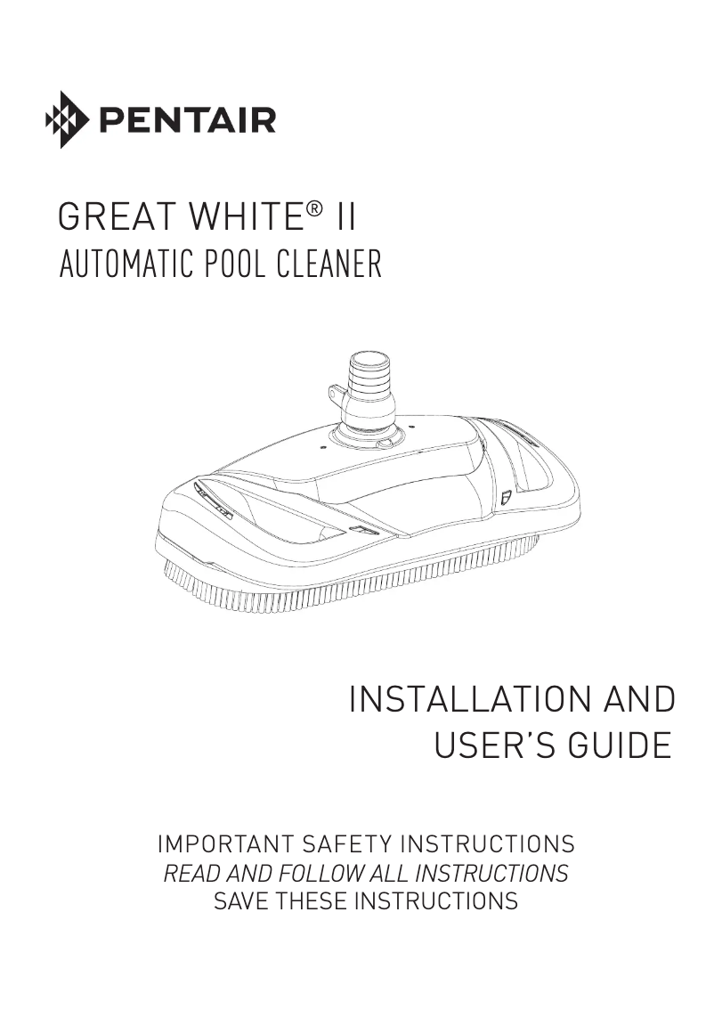 Page 1 de la notice Manuel utilisateur Pentair Great White II