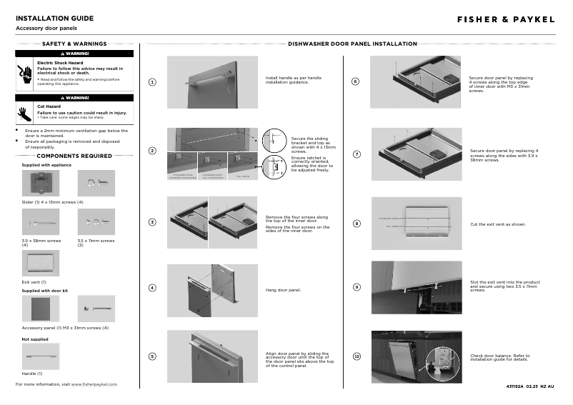 Page 1 de la notice Manuel utilisateur Fisher & Paykel ADDW60PB