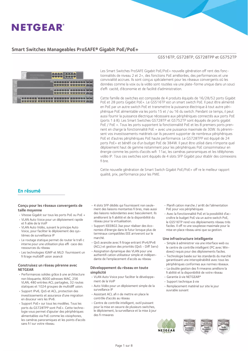 Page n°1 - Fiche technique Netgear GS728TP