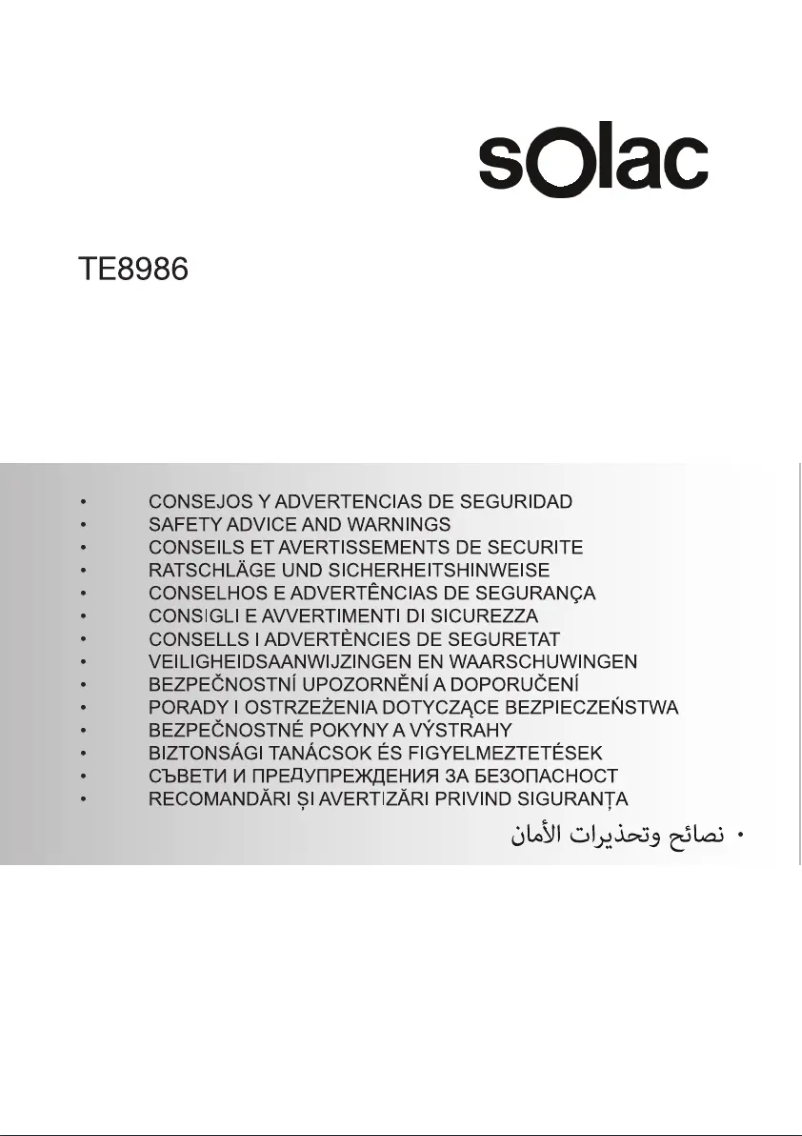Page n°1 - Instructions de sécurité Solac Tromsø TE8986
