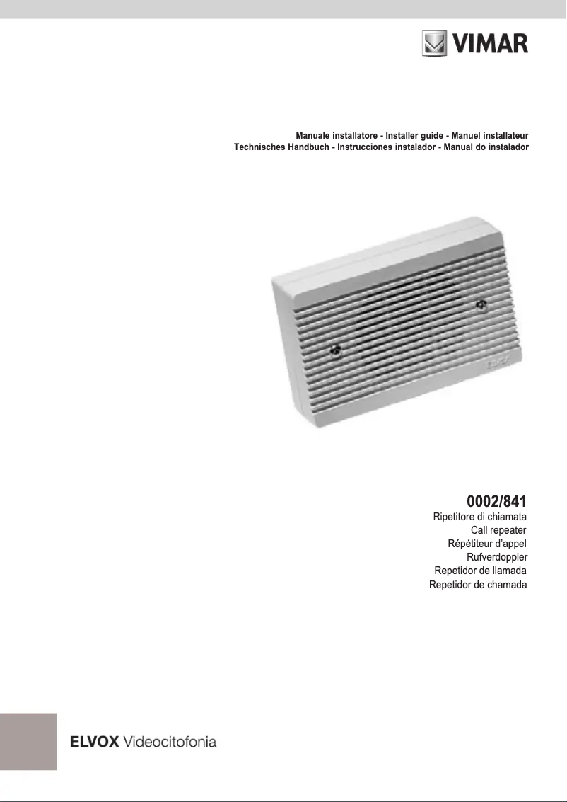 Image de la première page du manuel de l'appareil ELVOX 0002/841.05