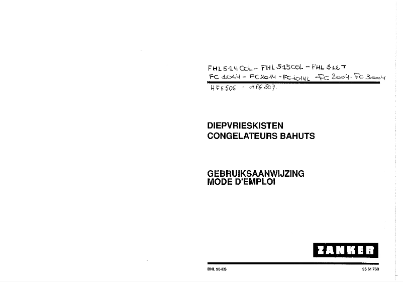 Page 1 de la notice Manuel utilisateur Zanker FC1014