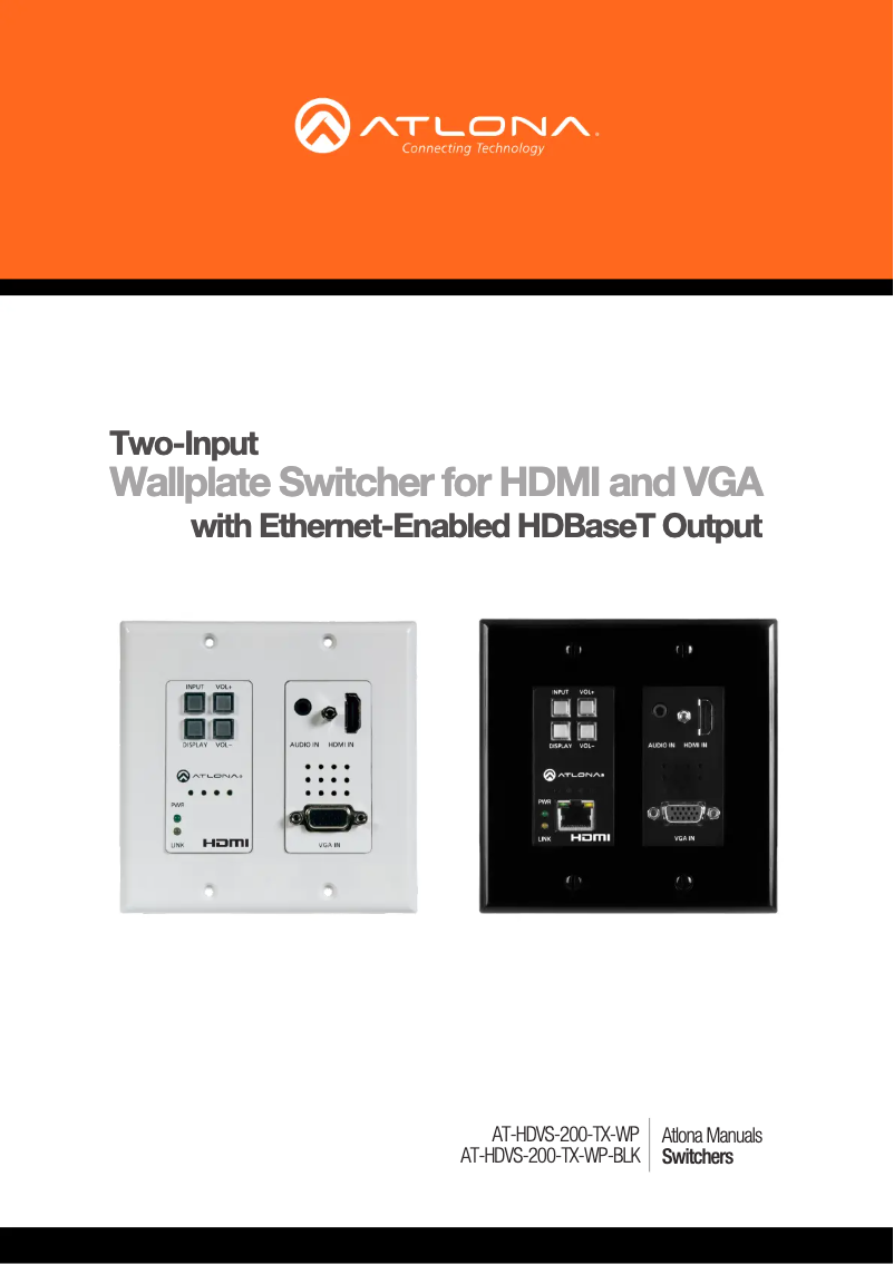 Page 1 de la notice Manuel utilisateur Atlona HDVS-200-TX-WP