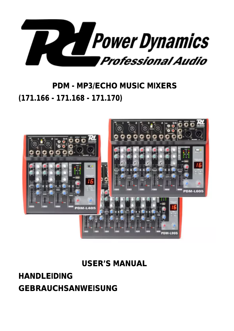 Page 1 de la notice Manuel utilisateur Power Dynamics 171.168
