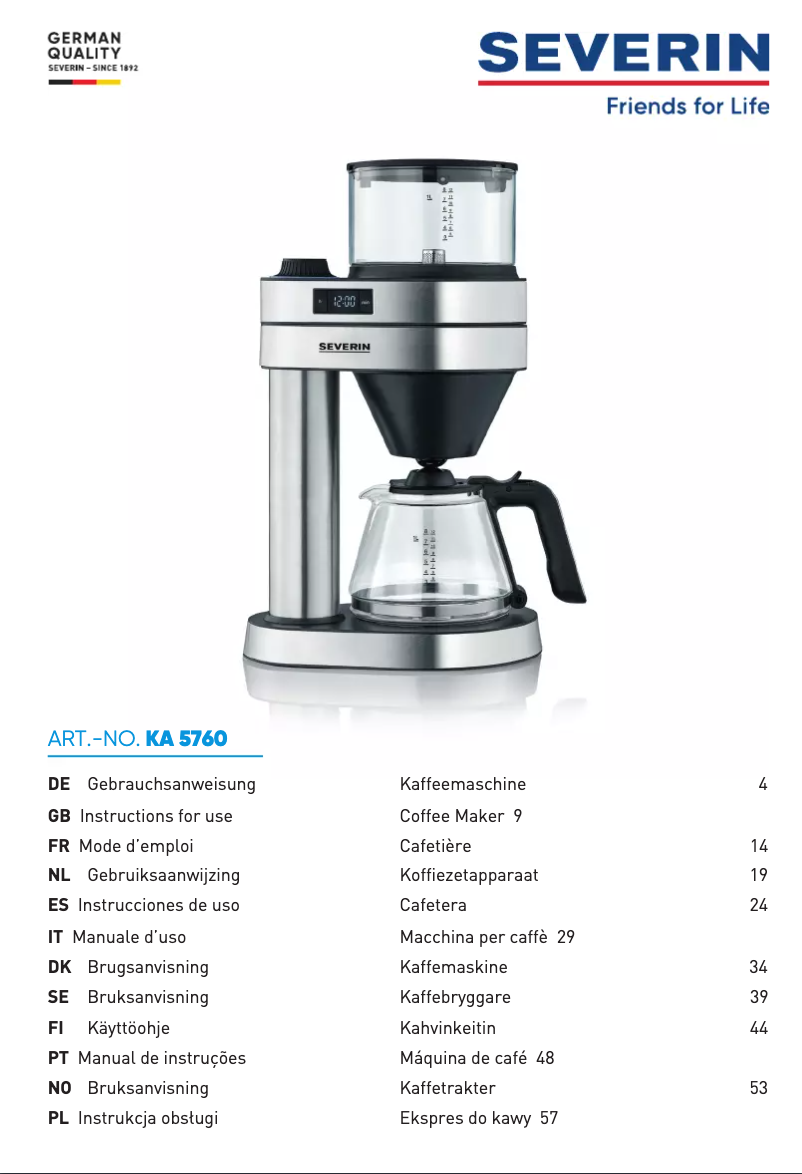 Image de la première page du manuel de l'appareil KA 5760