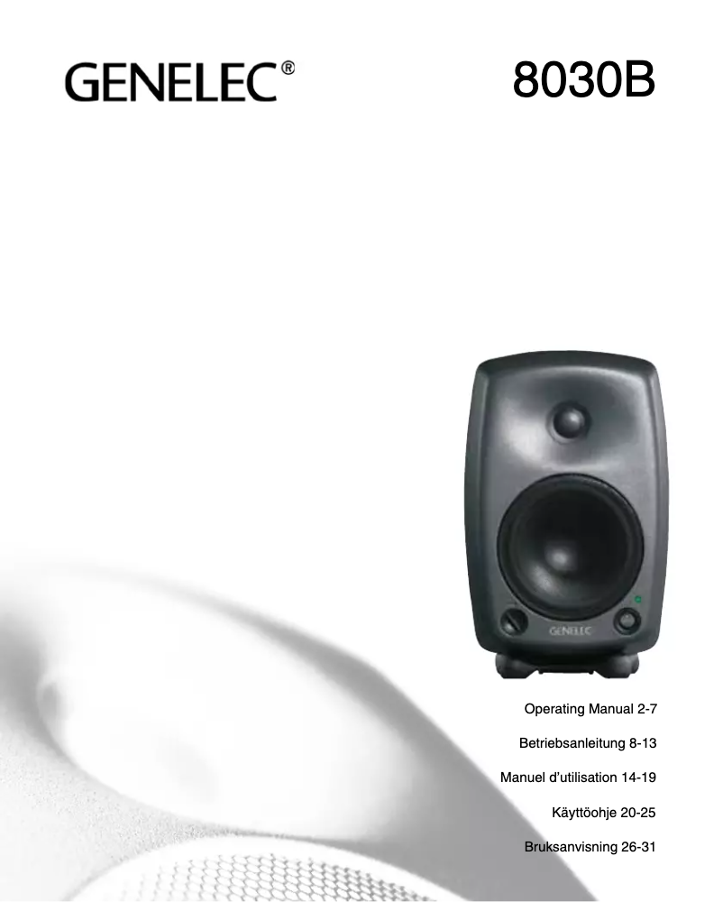 Page n°1 - Manuel utilisateur Genelec 8030 CP