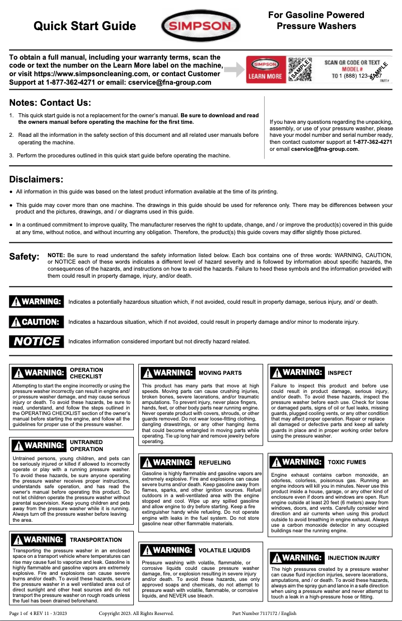 Page n°1 - Guide de démarrage rapide Simpson Megashot MS61404S