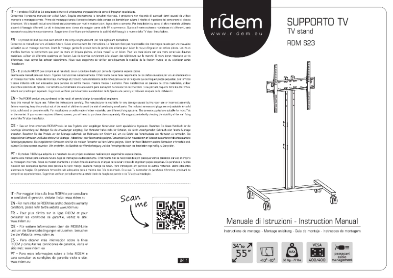 Page n°1 - Manuel utilisateur Ridem RDM S23
