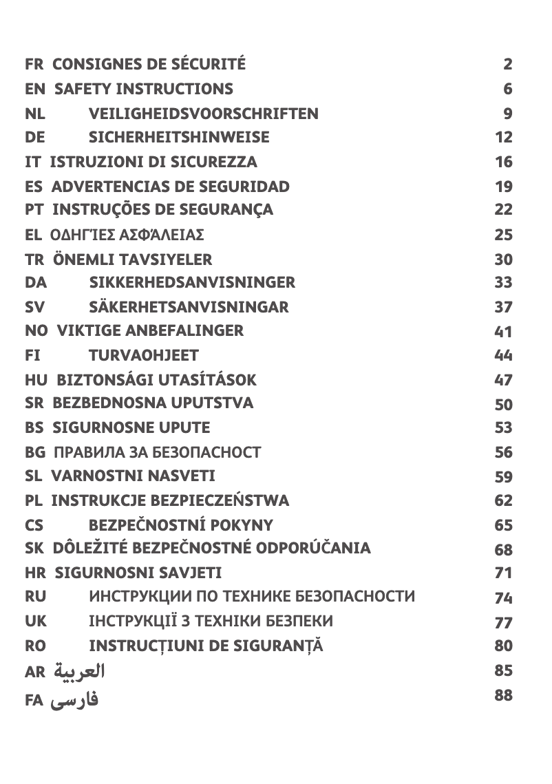 Page 1 de la notice Fiche technique Tefal Pro Style One IT2461