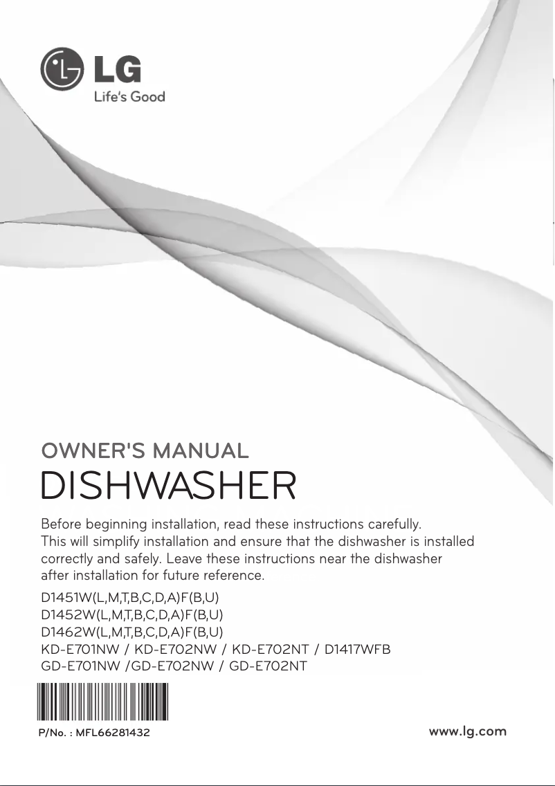 Page 1 de la notice Manuel utilisateur LG D1451WF