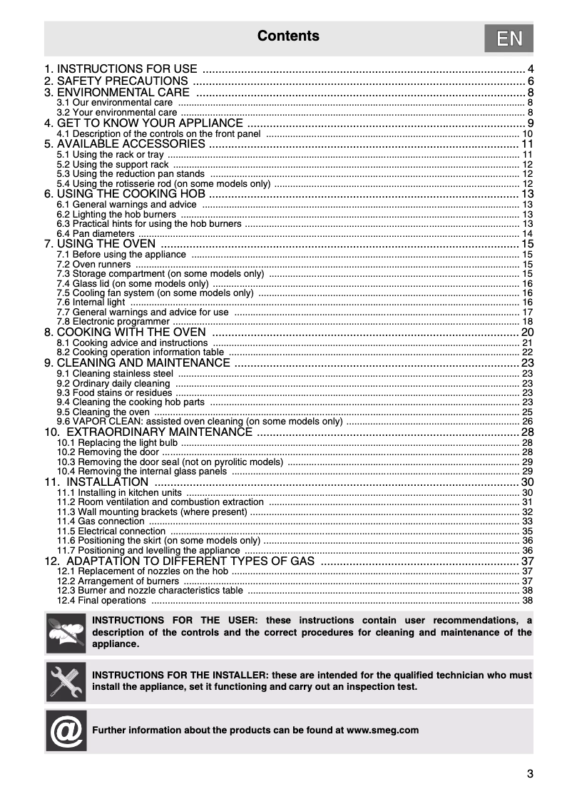 Page n°1 - Manuel utilisateur Smeg SUK61MBL8