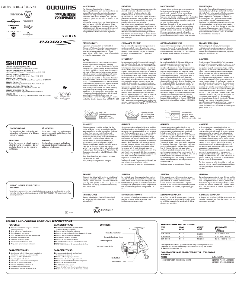 Page 1 de la notice Manuel utilisateur Shimano Sonora 4000FB