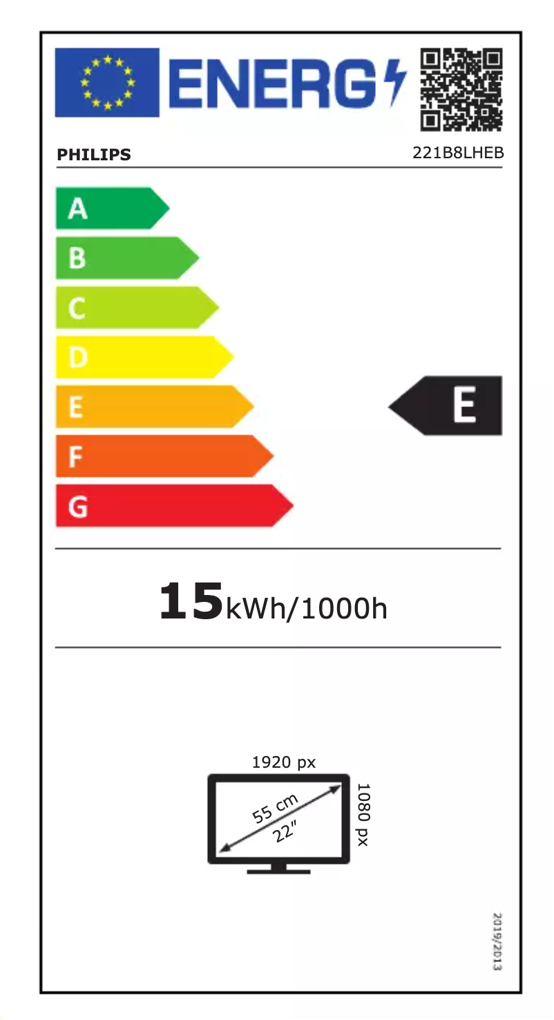 Page n°1 - Label énergétique Philips B Line 221B8LHEB