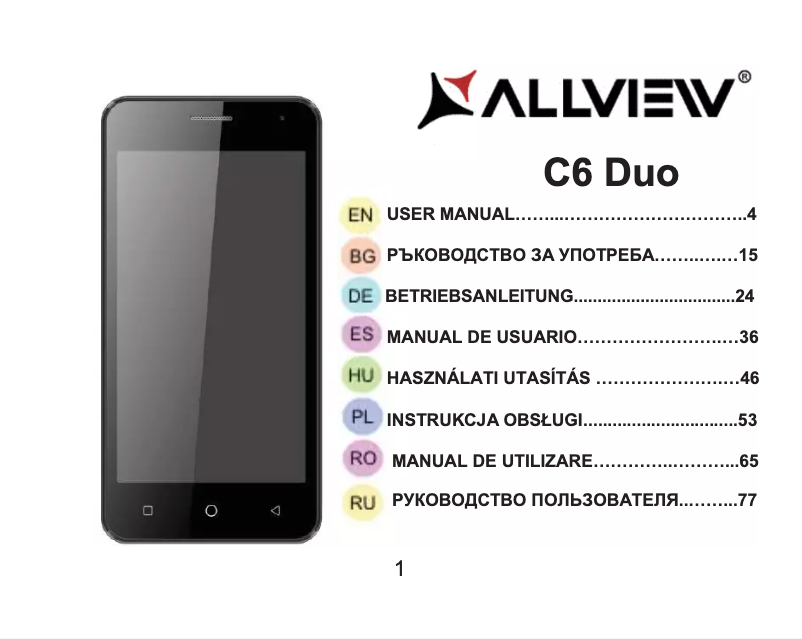 Página 1 del manual Manual de usuario Allview C6 Duo