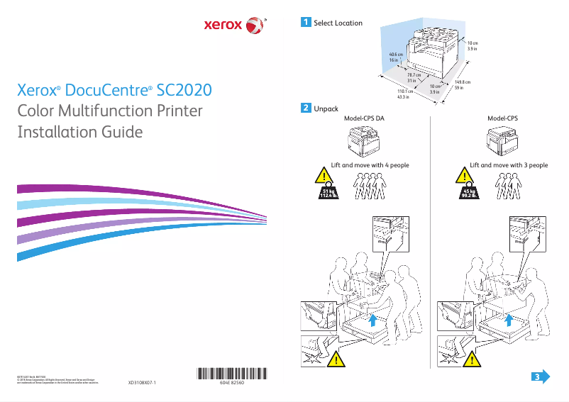 Page n°1 - Guide d'installation Xerox DocuCentre SC2020