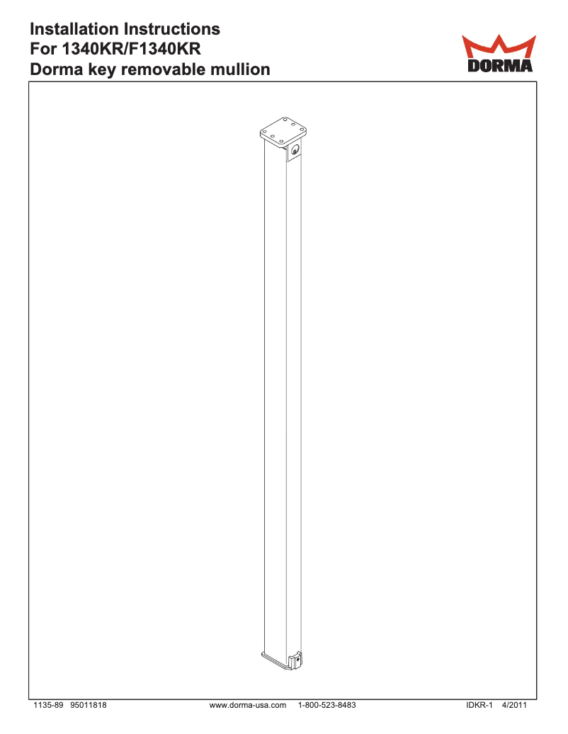 Page 1 de la notice Manuel utilisateur Dormakaba Mullions