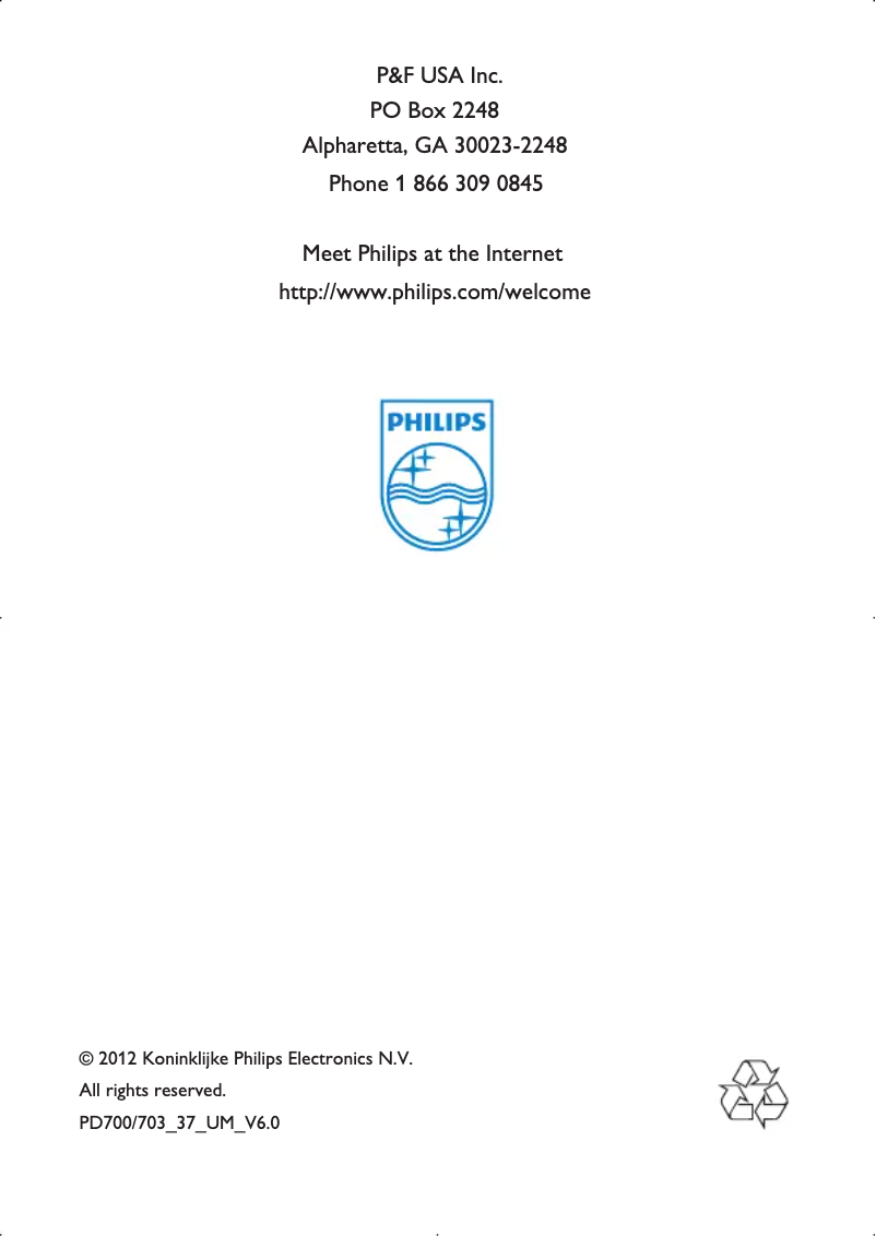 First page image of the manual for PD703