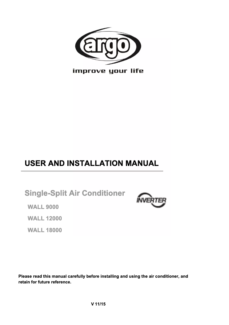 Page 1 de la notice Manuel utilisateur ARGO WALL 18000 UI