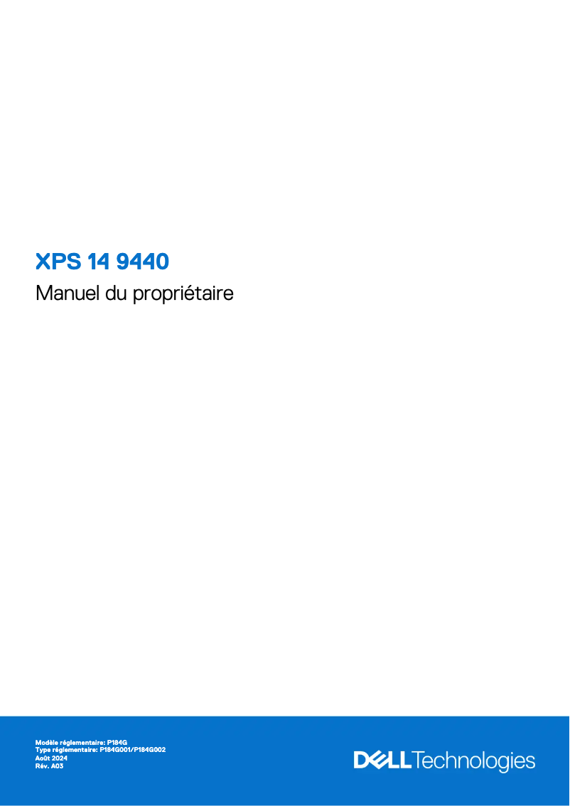 Page 1 de la notice Manuel utilisateur Dell XPS 14 9440