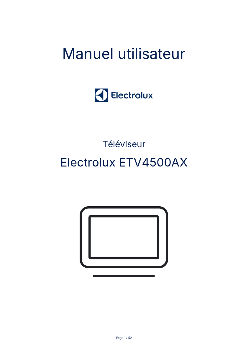 Page n°1 - Manuel utilisateur Electrolux ETV4500AX
