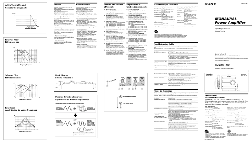 Page 1 de la notice Manuel utilisateur Sony XM-D9001GTR