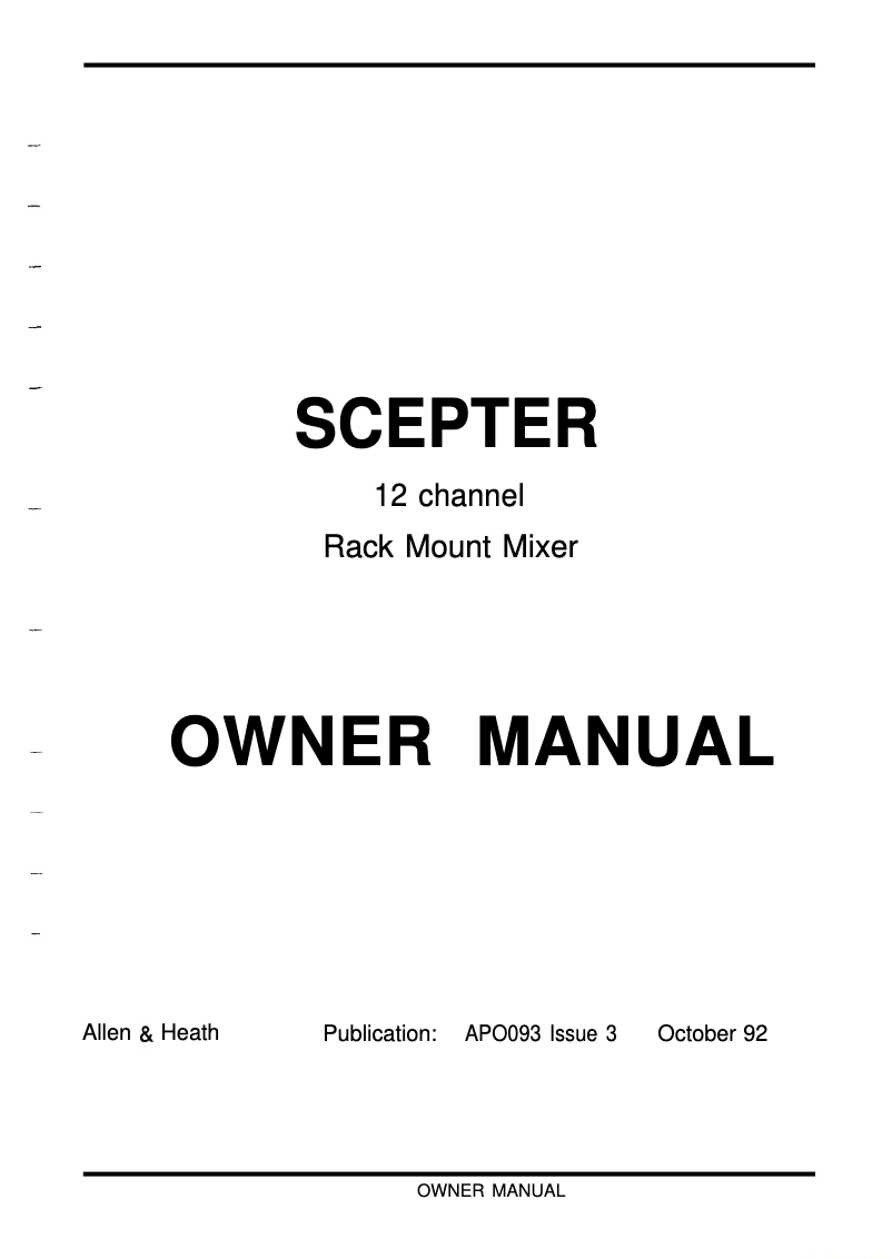 Page n°1 - Manuel utilisateur Allen & Heath Scepter