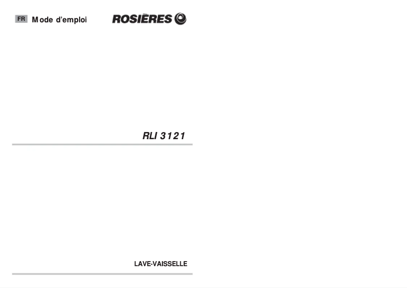 Page 1 de la notice Manuel utilisateur Rosieres RLI 3121 PN