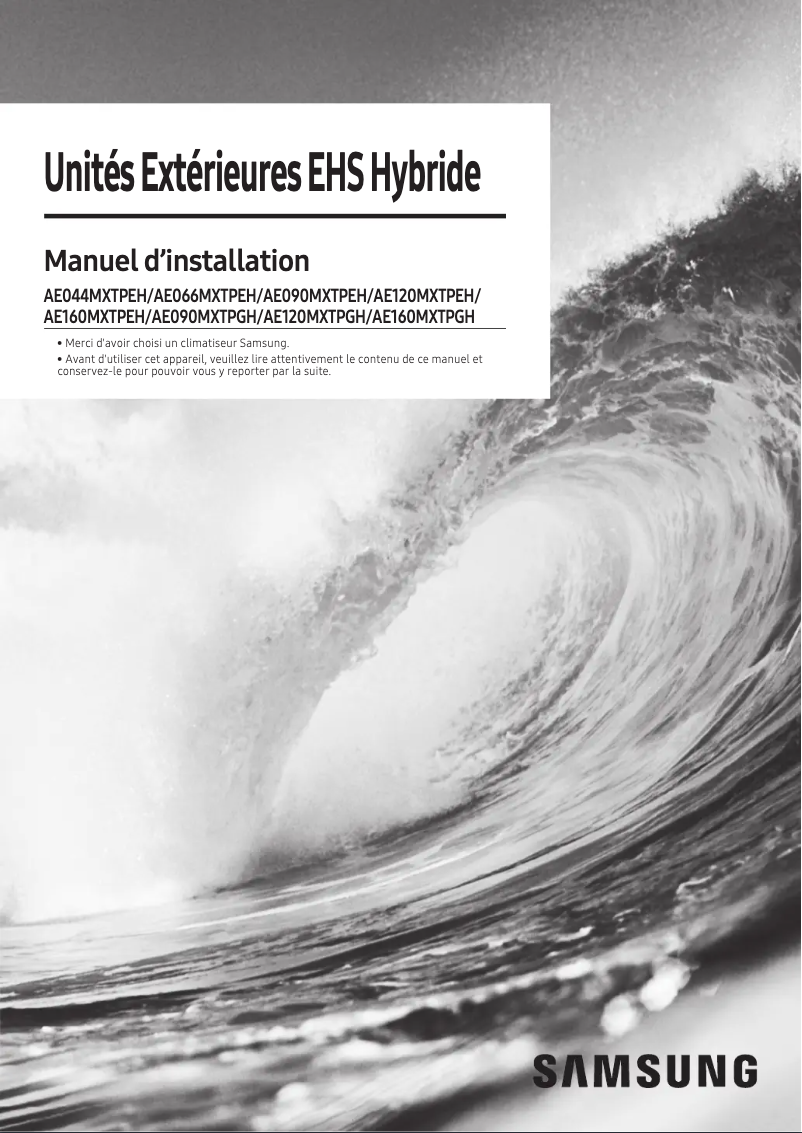 Page 1 de la notice Manuel utilisateur Samsung AE090MXTPGH