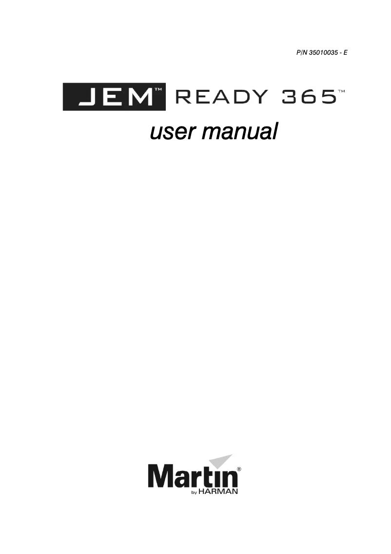 Page n°1 - Manuel utilisateur Martin JEM Ready 365